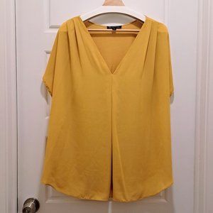 INC International Concepts Inverted-Pleat V-Neck Top (3X mustard)